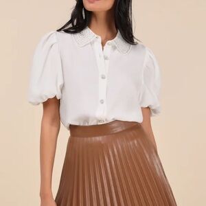 Lulu's Brown Pleated Mini Skirt
